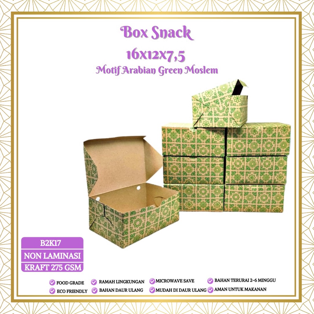 Box Snack Dus Kue Snack Box 16x12 Dus Roti (B2K17-Non Laminasi)