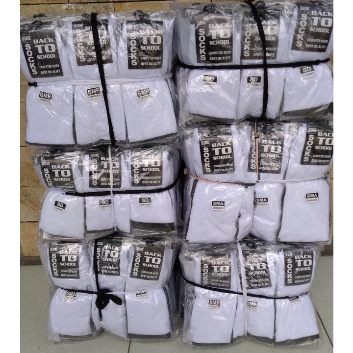 KAOS KAKI ANAK SEKOLAH SD SMP SMA PUTIH BAWAH HITAM