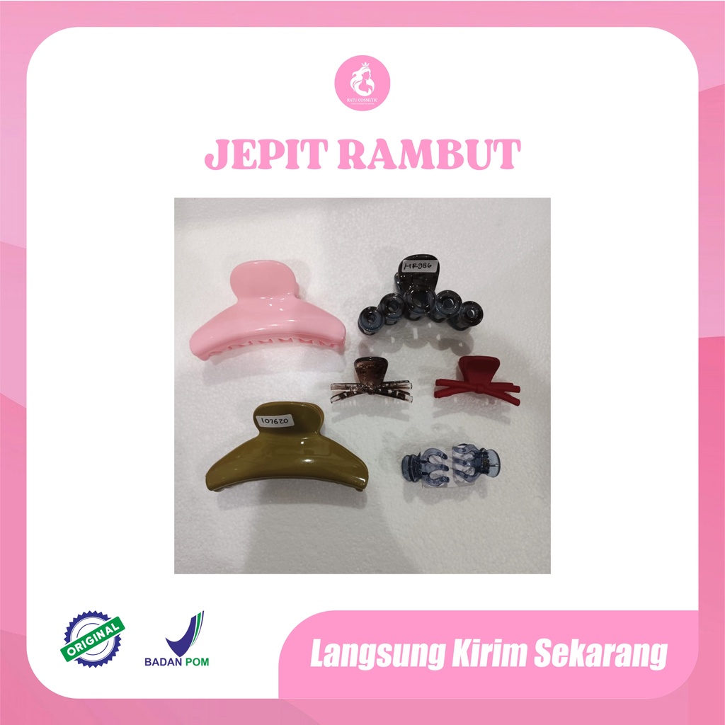 jepit jepit mini dan besar-bentuk pita-nilon mata lima-jepit parting gigi