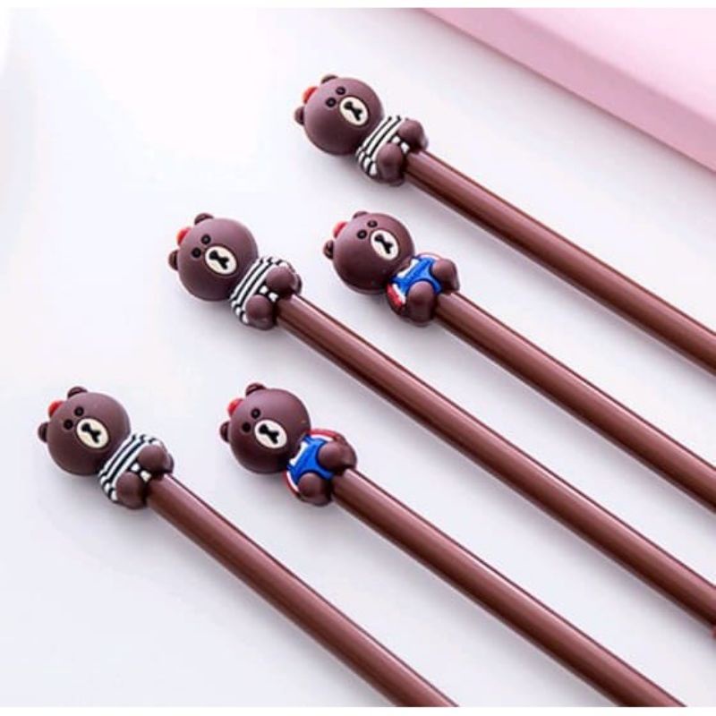 

♥️ Pulpen / Bolpen / Bolpoin Gel Karakter Anak Beruang Coklat Lucu Imut ♥️