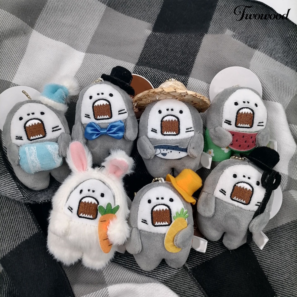 Twowood Gantungan Kunci Bentuk Boneka Hiu Grumpy Bahan Plush Multifungsi