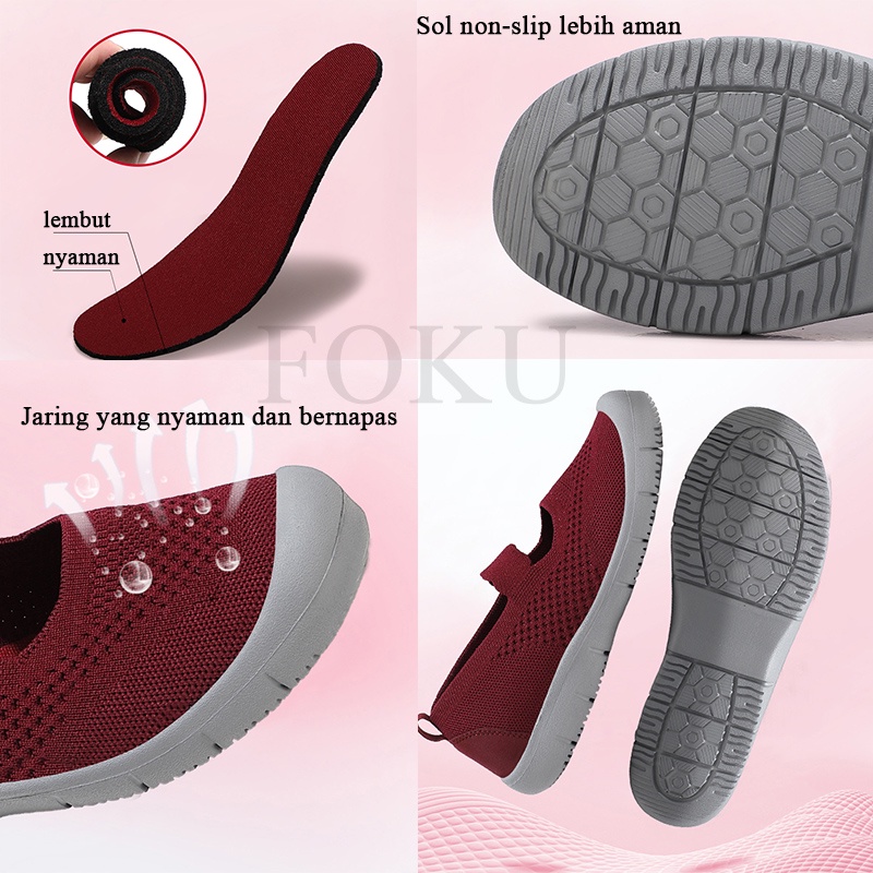 FOKU Sepatu Sneakers Wanita Kasual Sepatu Wanita Terbaru Bernapas