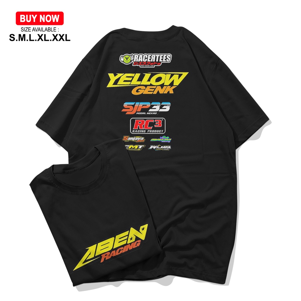 KAOS RACING YELLOW GANK FEAT ABEN RACING ORIGINAL MERCHANDISE| KAOS REQUEST NOMOR DAN NAMA RACING PI