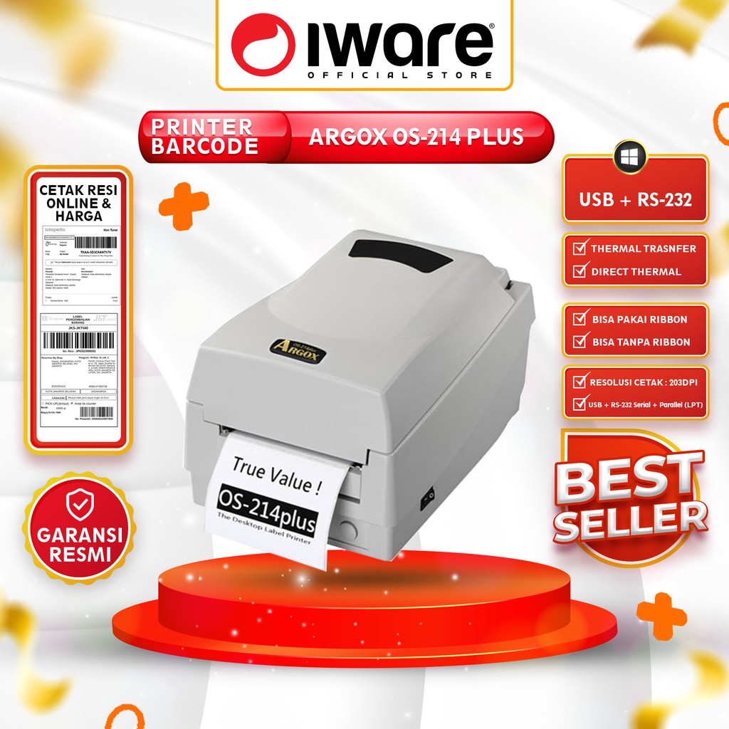 

ARGOX OS-214 PLUS PRINTER BARCODE LABEL INDUSTRIAL CETAK RESI-HARGA