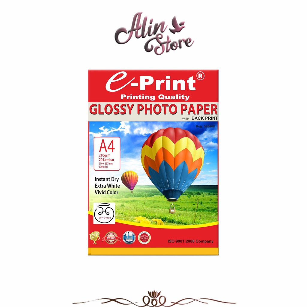 

Kertas Foto Glossy Photo Paper With Back Print A4 210 Gsm 20 Lembar E-print