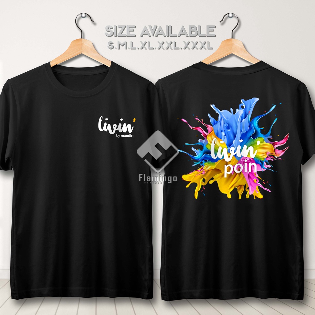 Jual Kaos Livin By Mandiri New Logo Baju Distro Bank Mandiri Cotton Combed S Size S Xxl