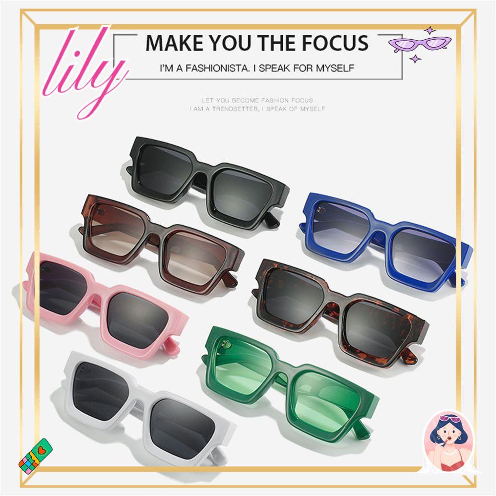 Lily Kacamata Hitam Retro Punk Frame Kotak Tebal Proteksi UV400 Untuk Wanita