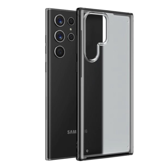 Unik SAMSUNG S22 / S22 PLUS / S22 ULTRA SOFT CASE FROSTED TRITONE ORIGINAL - S22 ULTRA Hitam Limited