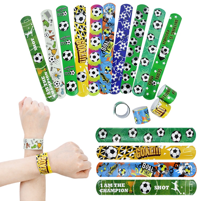 5Pcs Football Clap Bracelets World Game Soccer Theme Slap Circle Kids Children Party Snapping Ring Toy