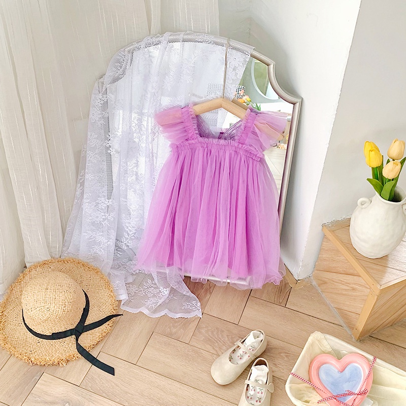 DSK01 NEW Dress sayap  kupu-kupu / dress tanpa lengan anak perempuan banyak warna