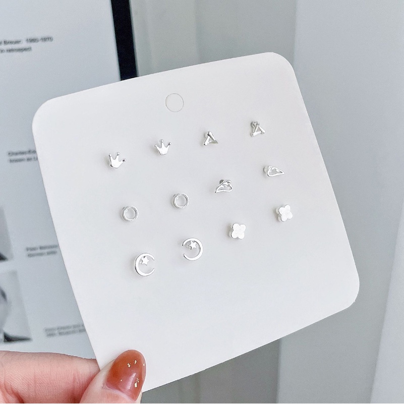 Papaozhu 6pasang Geometris s925 Perak Emas Lucu Busur Mutiara Bintang Beruang Butterfly Stud Earrings Untuk Wanita Perempuan Korea Kecil Anting-Anting Set Perhiasan Hadiah