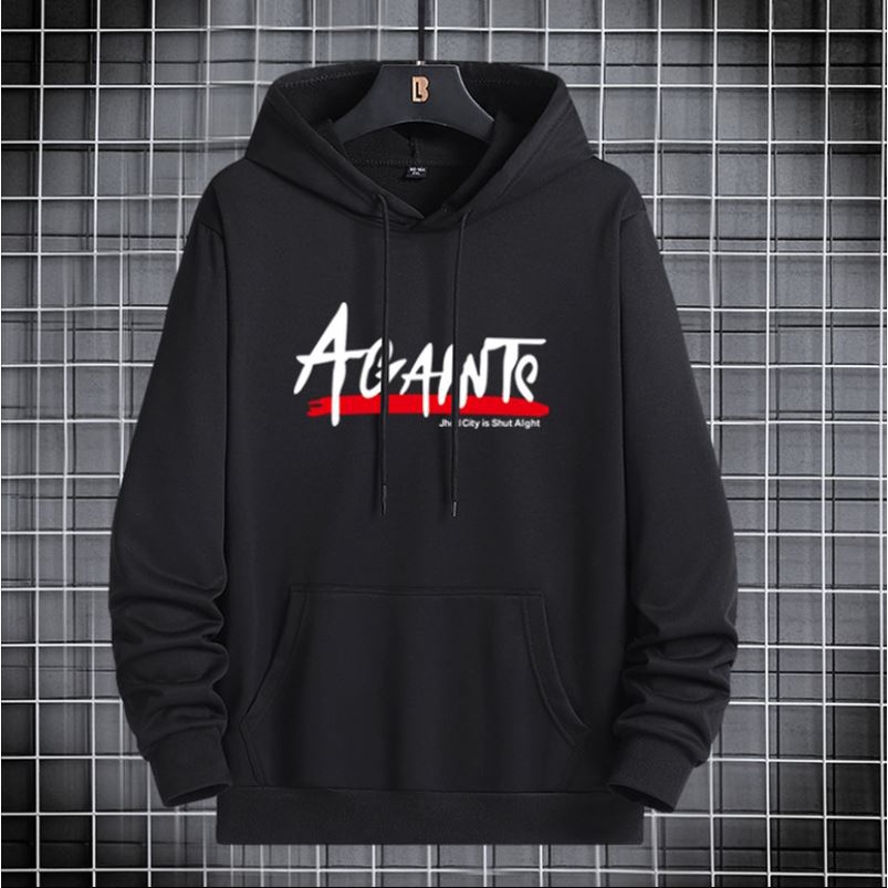 Cod Jaket Sweater Hoodie Distro Pria Sweeter Hudy NY Laki Laki Sweter Hudie Putih Cowok Suiter Hody Cowo Sewiter Hudie Keren Suwiter Switer Hody Keren Terbaru Remaja Dewasa Kekinian-againts hitam