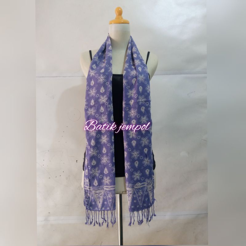 syal batik warna ungu - scarf