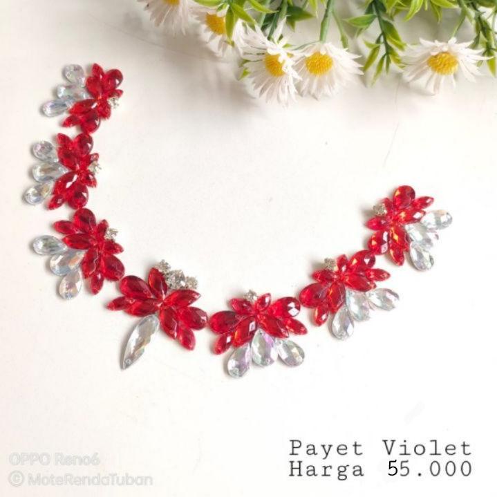 ↚ Payet Rangkai Leher Violet | Payet Kristal Jahit ト