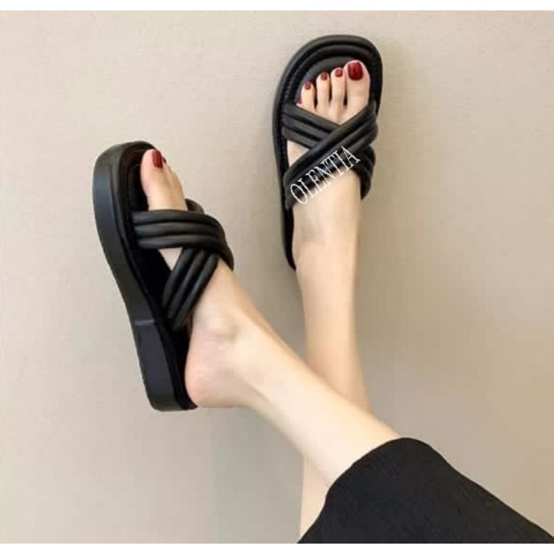 DN 01 Sandal Wanita wedges platform spon ringan