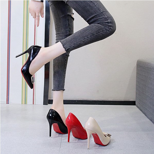 FD High Heels Hak tinggi Cewek Sepatu Kerja Wanita Import Hak Lancip Pesta Perempuan Formal HI-010