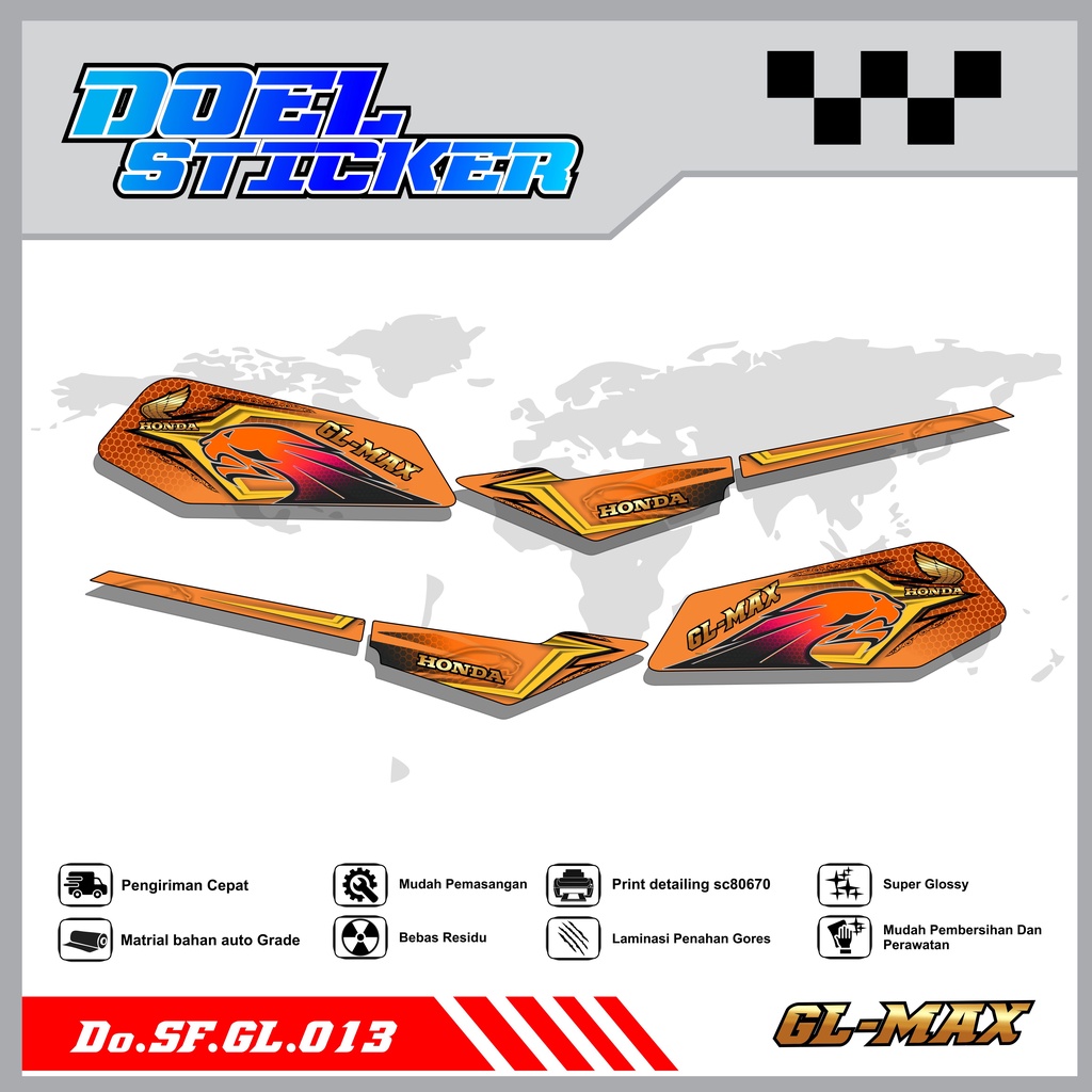 Sticker Striping GL PRO , MAX List Variasi Hologram pelangi,Crome Doel 014