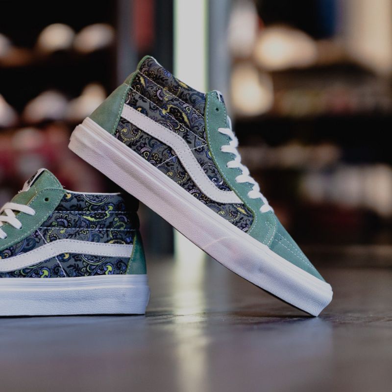 Vans Sk8 Mid Reissue Paisley Hedge Green Original 100% Guarantee | BNIB