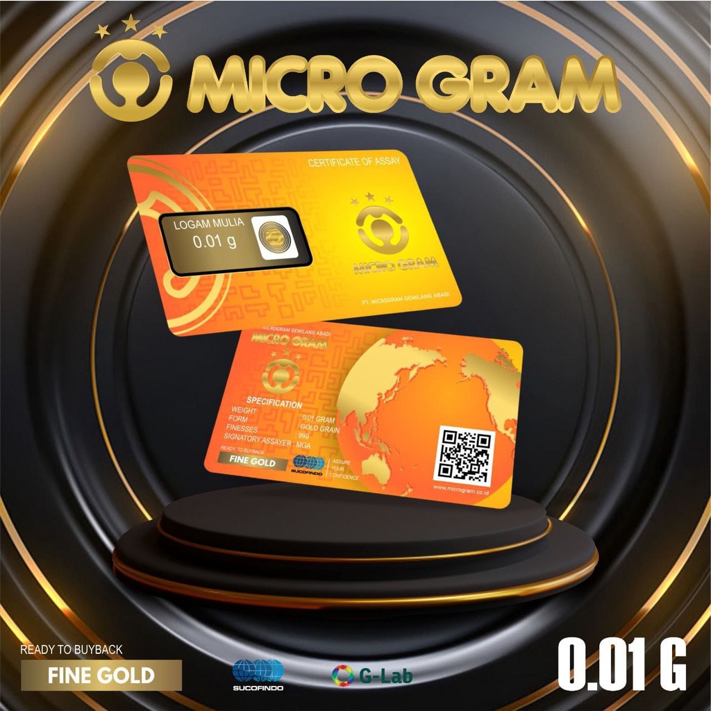 MICROGRAM Emas Mini Logam Mulia 0.01 gr 0,01 gram bersertifikat resmi