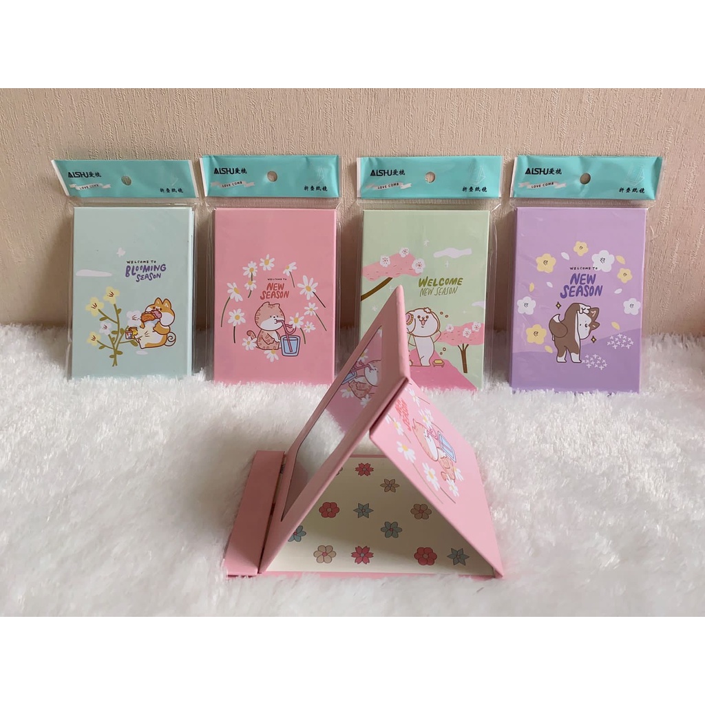 CERMIN KACA RIAS LIPAT PORTBALE ANEKA MOTIF &amp; UKURAN / CERMIN RIAS BUKU LIPAT KOREA / KACA ALBUM