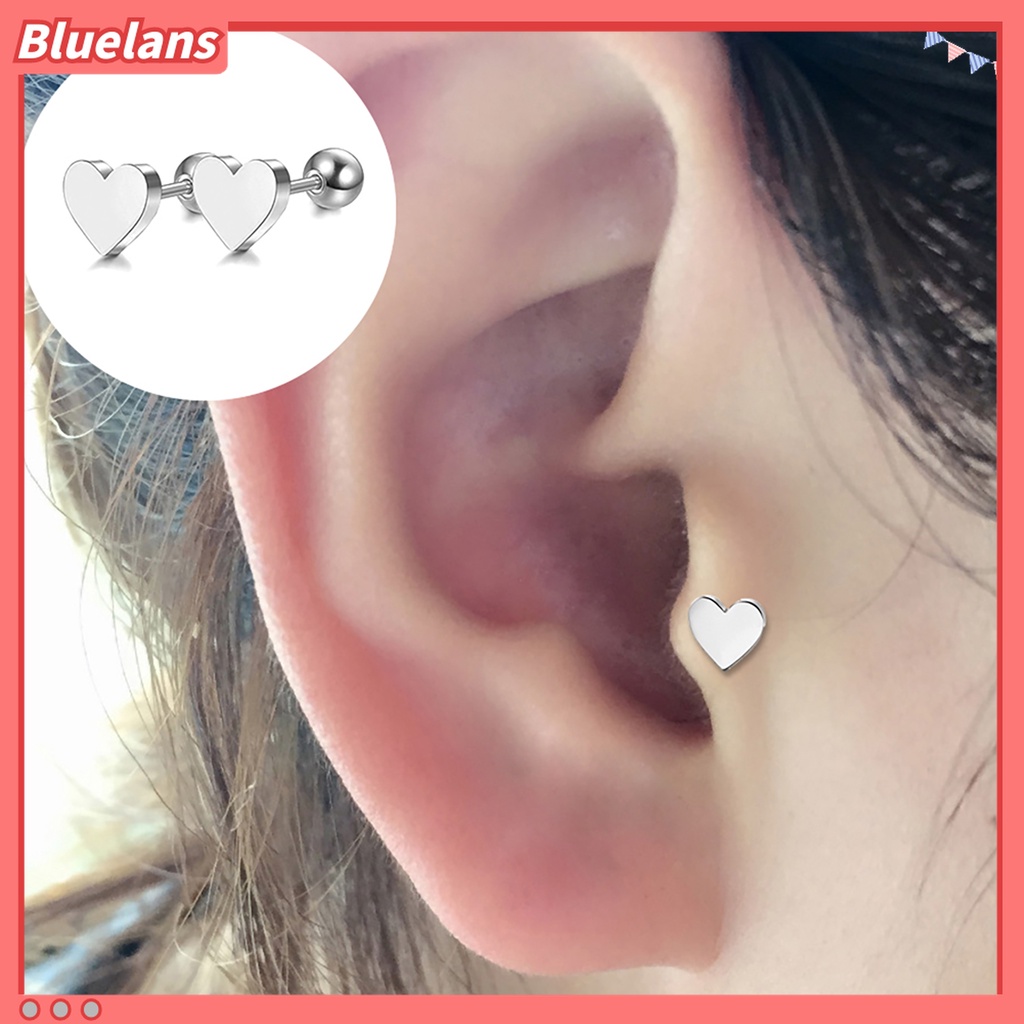 1 Pc Anting Stud Bentuk Hati Geometris Bahan Alloy Untuk Wanita