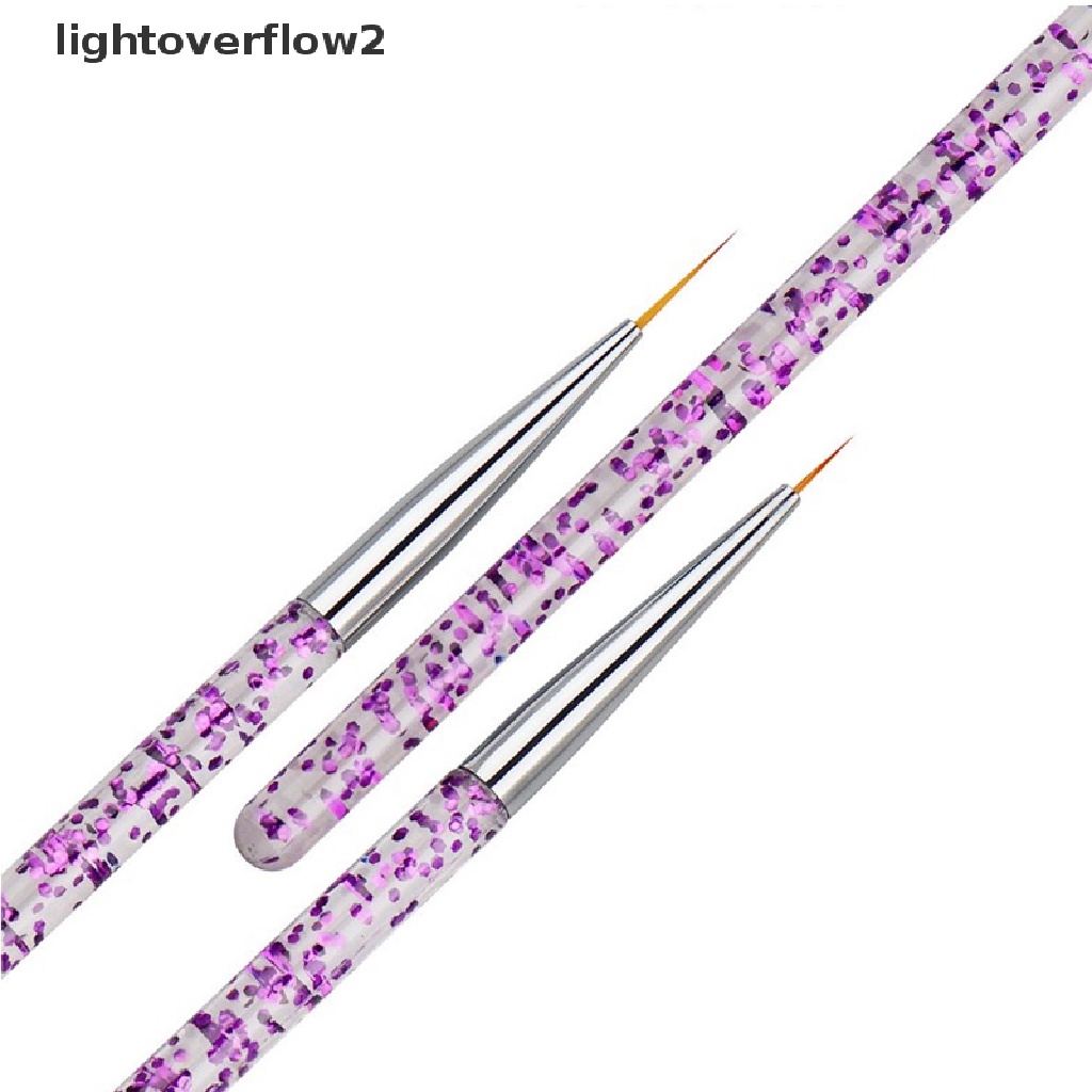 (lightoverflow2) 3pcs / Set Brush Pen Liner Kutek Gel UV Untuk Nail Art (ID)