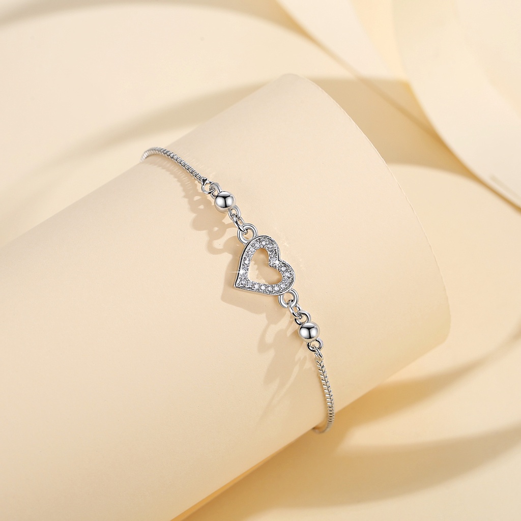 Y754 [COD✔]Gelang Rantai Titanium Lapis Emas Stainless Wanita Heart Jewelry Gift For Wanita