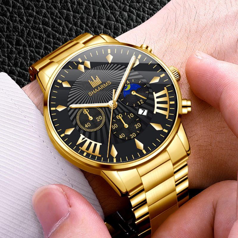 Jam Tangan Pria Anti Air Original Sharms Arloji Cowok Besi Stainless Steel Casual Modern Kekinian Original Shaarms Dengan Kalnder Tanggal