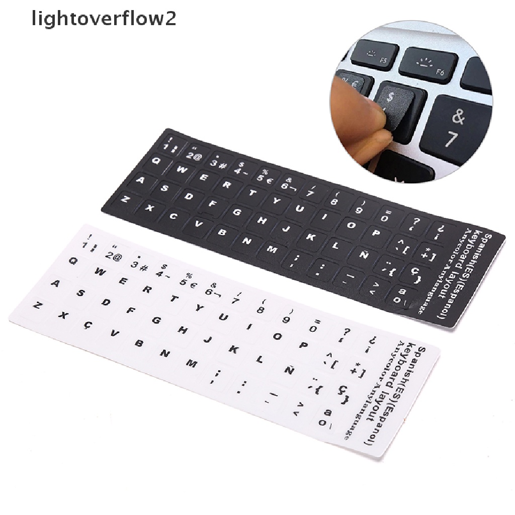 (lightoverflow2) 1pc Stiker Keyboard Standar Spanyol Anti Air Untuk Komputer / Laptop / Notebook