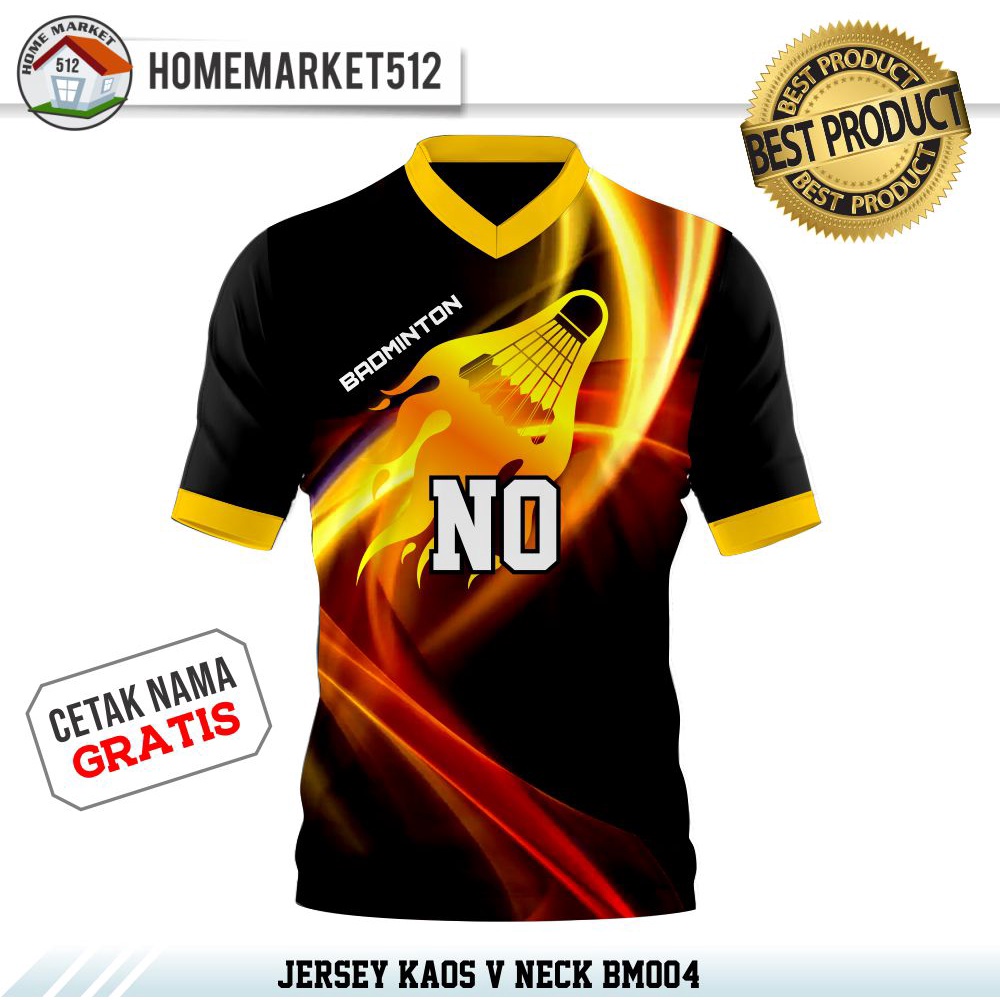 Baju Jersey Kaos Badminton V nek BM004 Kaos Jersey Dewasa Premium Size Jumbo | HOMEMARKET512