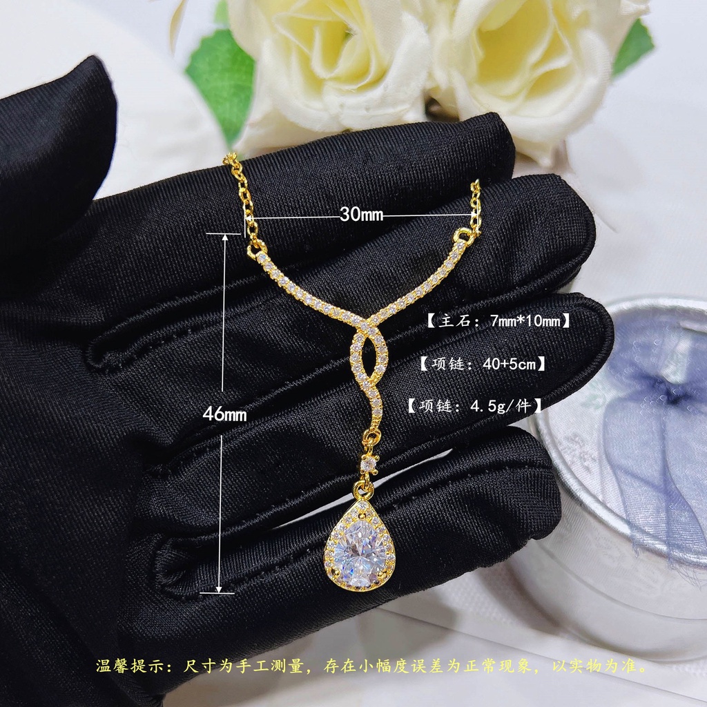 Goldkingdom Perhiasan Fashion 24K Bangkok Aksesoris Ready Stock Kalung Sayap Malaikat Mewah Ringan Penuh Tetes Berlian Dan Liontin Sayap Berbentuk Pir