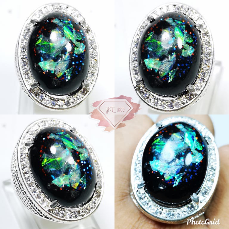 Cincin Batu Cincin Pria Kalimaya Hitam Full Jarong SIang Malam Batu AKik