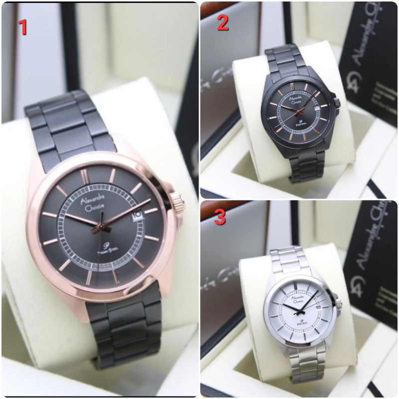 ORIGINAL GARANSI RESMI JAM TANGAN PRIA ALEXANDRE CHRISTIE ANALOG RANTAI STAINLESS STEEL ARLOJI WATCH