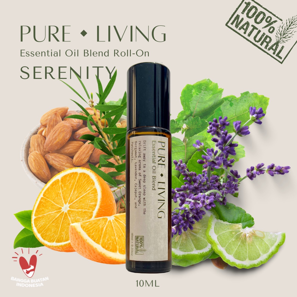 Serenity - 100% Pure Essential Oil Roll-On 10ml | Aromatherapy Serene Oil 10ml | Deep Sleep, Calm, Relax | Minyak Atsiri | Essential Oil Blend | Roll On | Birthday Gift Ideas | Minyak Esensial