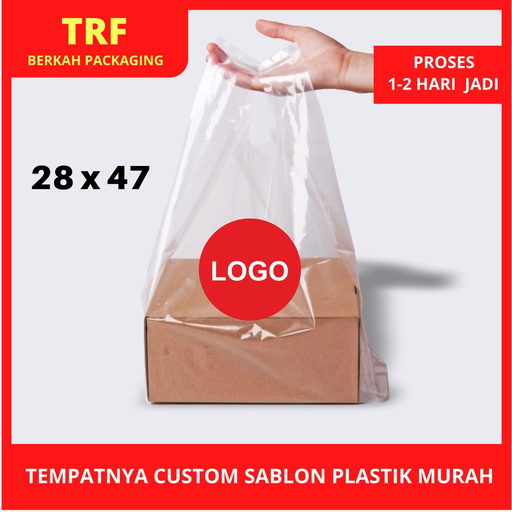 Jual Plastik Bening Makanan Sablon Custom Isi 50 Pcs Size 28 X 48 Shopee Indonesia 8372
