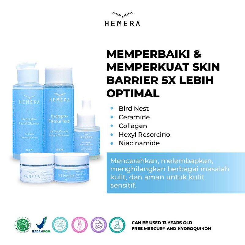 Hemera Hydraglow  Skin Barier Skincare Bpom free gift