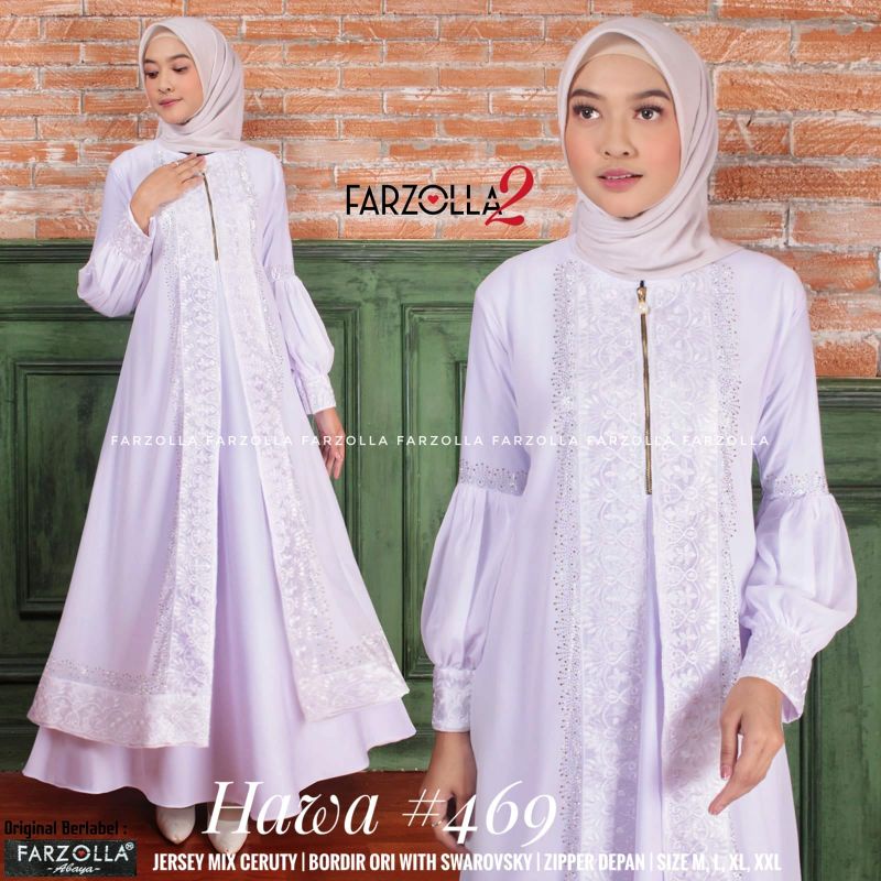 Abaya Turkey putih bordir swarovsky hawa 587   Farzolla