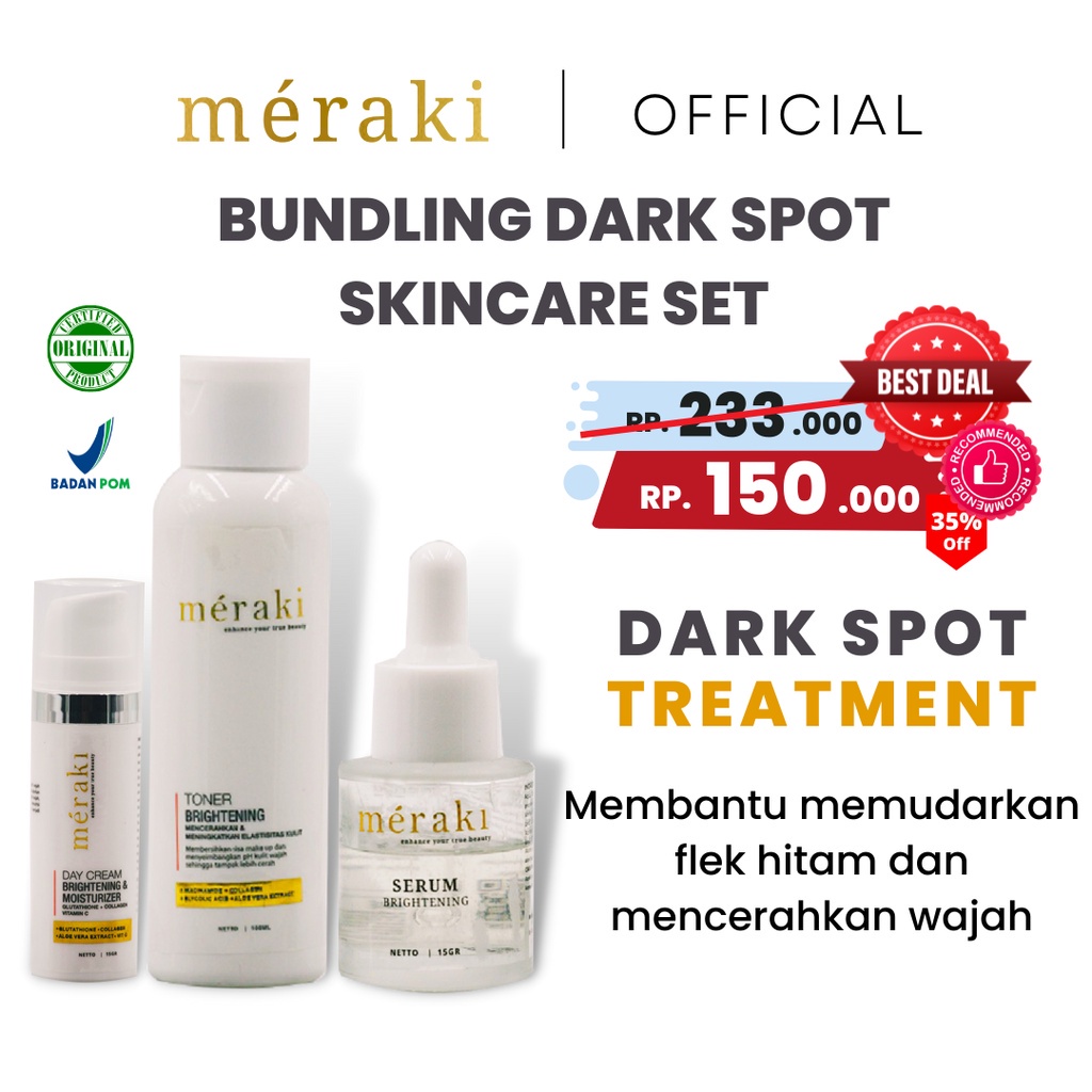 Meraki skincare Original Paket Brightening dan Dark Spot 100%