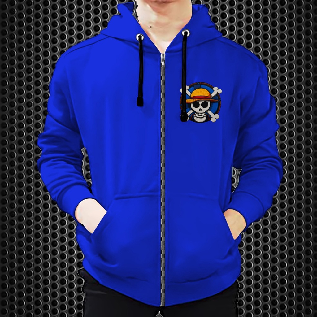 Jaket Resleting Luffy  Tengkorak/ Jaket Dewasa / Jaket Distro / Jaket Diskon Bahan Fleece