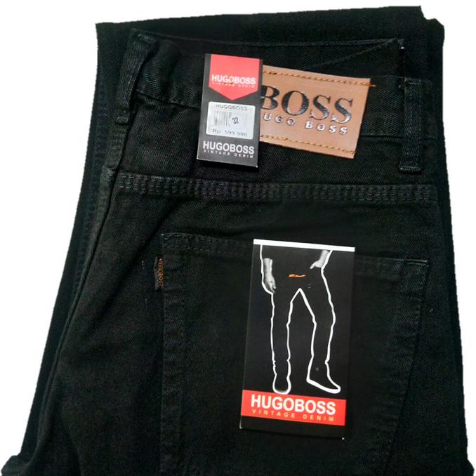 Celana Jeans Pria Hugo Boss Panjang Soft Jeans Stretch Original Hitam