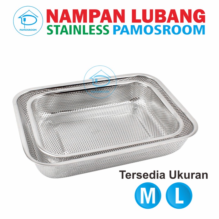 Nampan Pamosroom Nampan Stainless Lubang Wadah Saji Makanan Tempat Peniris