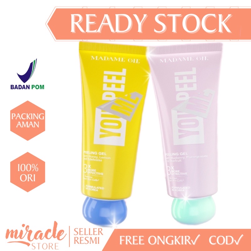 READY! MADAME GIE YOU PEEL ME PEELING GEL BY MADAME GIE EXFOLIATING GEL EXFO GEL SCRUB WAJAH PEEL WAJAH MURAH BPOM HONEY PEELING GEL MADAME GIE BLUEBERRY PEELING GEL