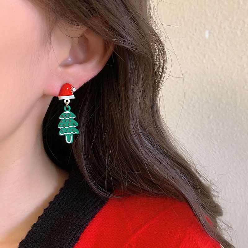 Anting Stud Bahan 925 Silver Gaya Korea Untuk Pesta Natal