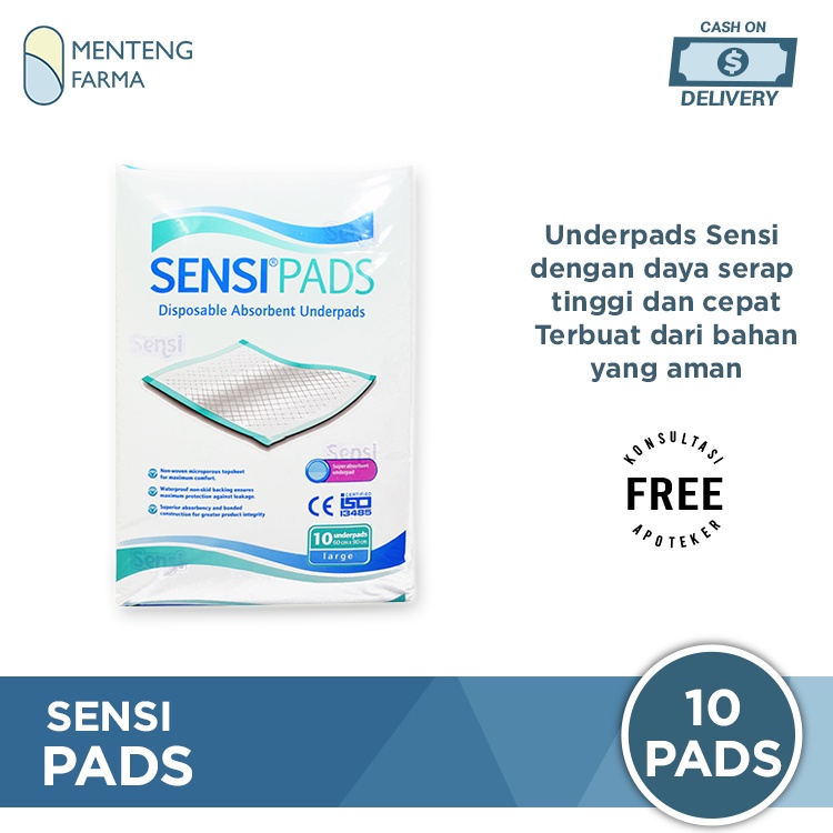 Sensi Pads Underpad Sensi Size L Isi 10 Pcs - Perlak Sekali Pakai