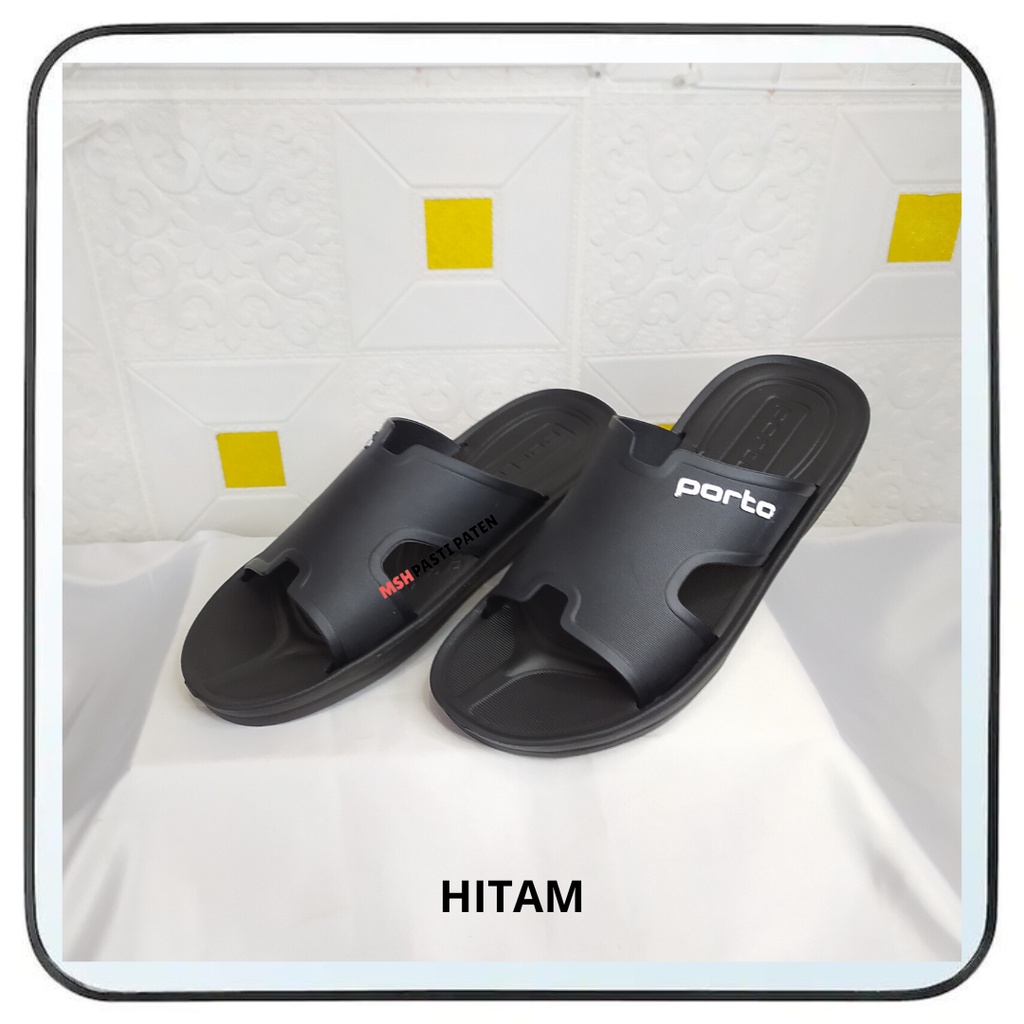 PORTO Sandal slop pria bahan karet tahan air anti slip original size 39-44