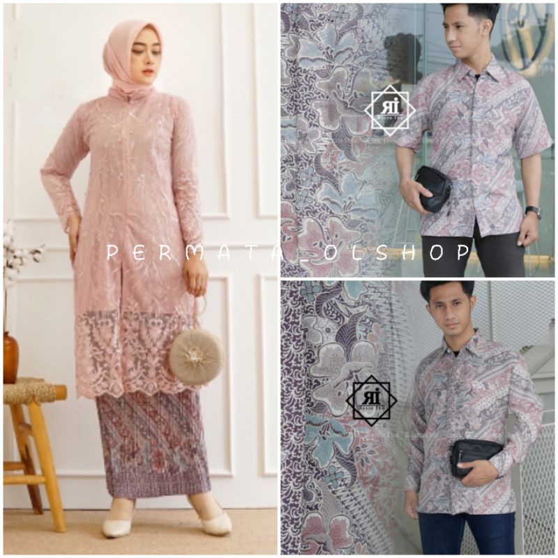 Permata Olshop / Couple Kebaya Tunik Busui Modern / Kebaya Couple Kemeja Batik Premium / Couple Batik Modern / Couple Kebaya Modern Busui