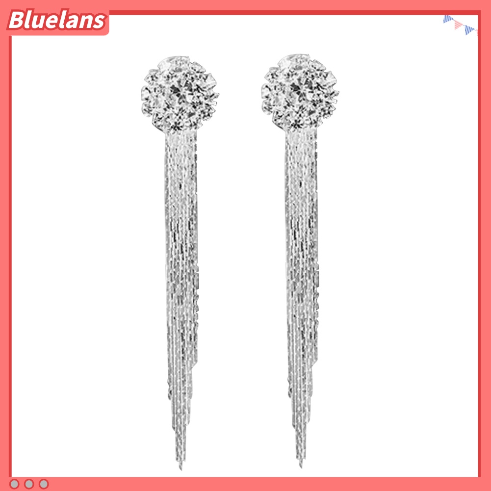 Bluelans Unique Tassel Pendant Long Dangle Statement Women Stud Earrings Gift Rhinestone