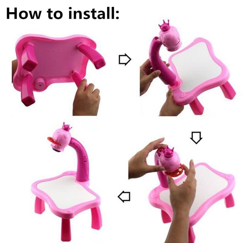 0Meja Menggambar Anak Proyektor Lampu Led Meja Belajar Anak Mewarnai