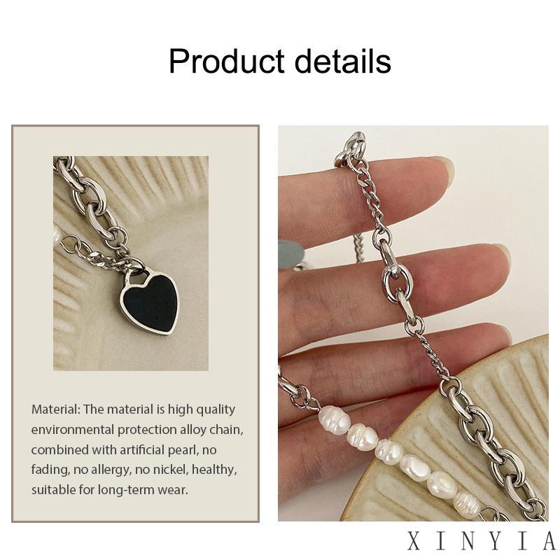 【Bayar di tempat】Kalung Mutiara  Bentuk Hati Untuk Wanita Kalung Rantai Multilayer Liontin Hati / Kupu-Kupu / Rumbai Kristal / Mutiara Vintage Untuk Wanita Butterfly