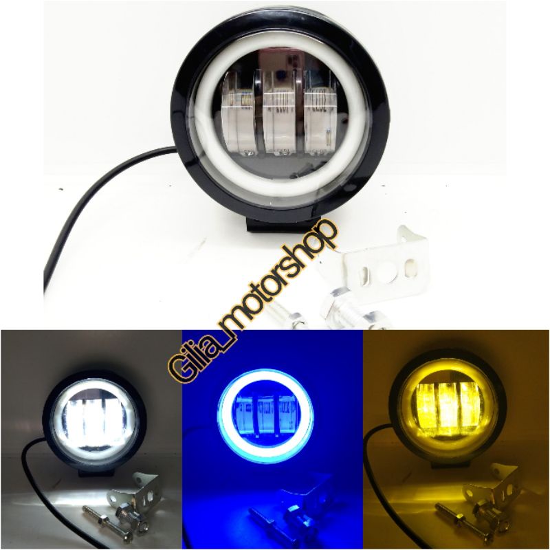 Lampu LED tembak eye 3 LED 4D Daymaker lampu utama kuning dan putih 30 watt Universal